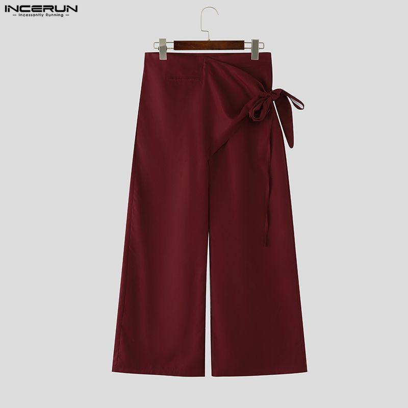 INCERUN Herren Lässige High Waist Reißverschluss Seitenstreifen Lässige Hose Hosen