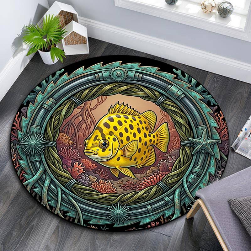 Underwater Mechanical Frame Round Area Rug Under Office Chairs Bedroom Living Room Home Decor