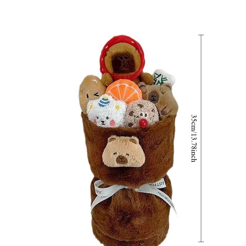 Plush Flower and Kawaii Plushies, Capybara Plush Flowers Bouquet, Capybara Stuffed Animal, Cute Plush Toys, Emotional Support Plush, Girlfriend Gifts