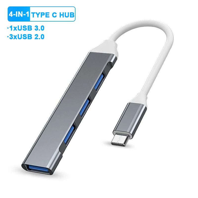 5 prievadų USB C dokas C tipo į HDMI 4K/RJ45 100M skirstytuvas USB 3.0 5Gbps didelės spartos USB C HUB adapteris nešiojamam kompiuteriui Macbook