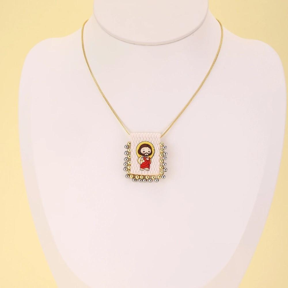 Cartoon Design Catholic Necklace Mini Size Virgin Mary Pendant Necklace  for Men and Women