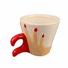 Chinese Valentine's Day Cute Heart-shaped Coffee Pair Red Love Handle Ceramic Couple Novelty Water Cup Mug