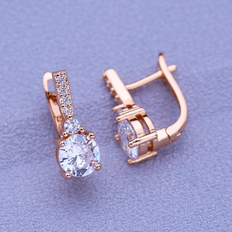 MINTHA Clip Earrings Trendy Rose Gold Color Wedding Daily Fashion Jewelry Cubic Zirconia Earrings For Women Bridal Round Earrings
