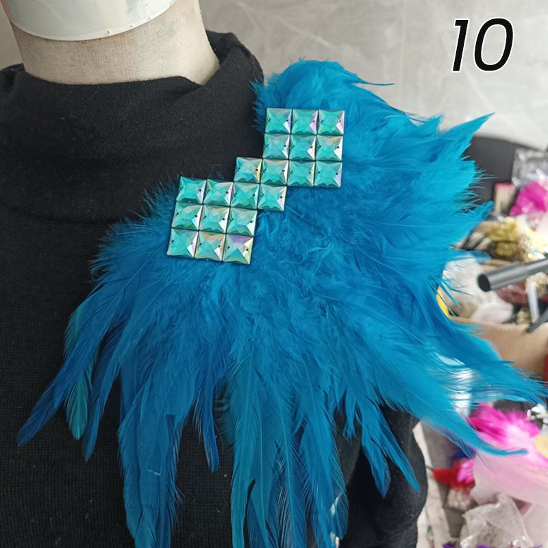 Bright Shining Gothic Women Natural Feather Epaulet Shrug Shoulder Strap for Halloween Carnival Costume Clothing Accessory