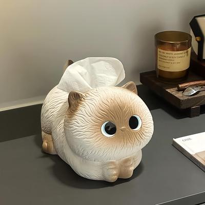 Siamese Cat Tissue Box: Cute Paper Dispenser for Living Room, Car, or Coffee Table Decor