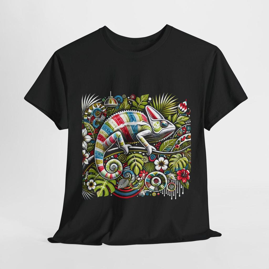 Karma Chameleon Graphic Tee: Colorful Reptile Design T-shirt