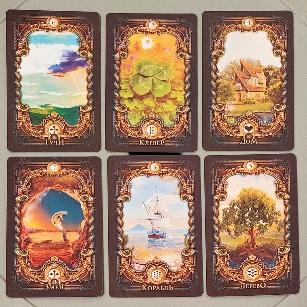 Magic Mirror Lenormand, A Deluxe 40-Card Divination System 9*6cm (36 Pcs Lenormand Cards + 4 Extra Cards) In Russian Language