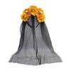 Girls Day of The Dead Flowers Headdress Long Ribbon Veil Gothic Head Hoop  Party Cosplay