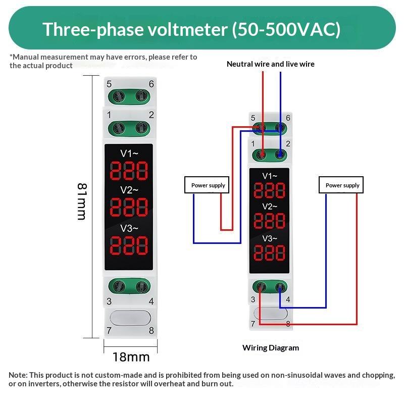 Digital Three Phase Voltage Meter LED Display Modular Design Anti-interference for Communication Base Station Power Supply Monitoring