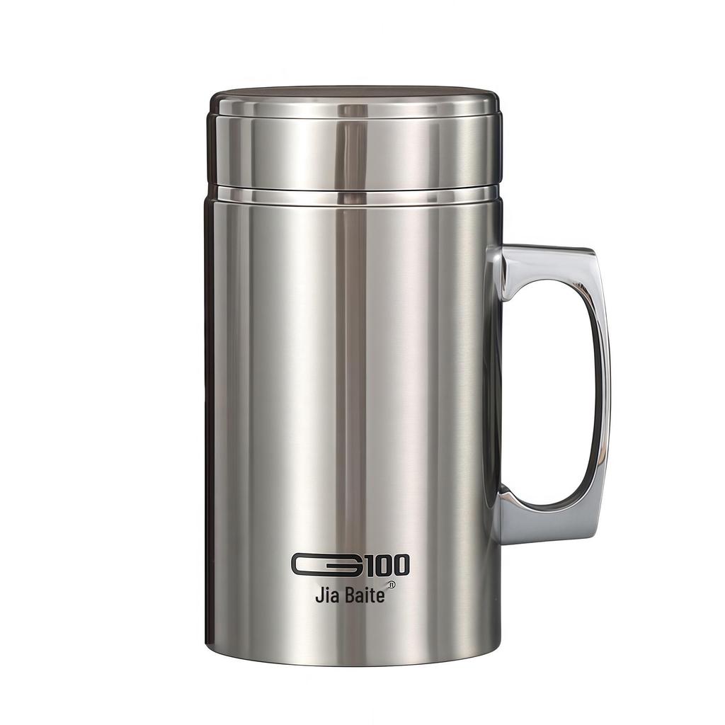 Jiabaiter 304 Stainless Steel Thermos Cup with Handle, Engravable Office or Gift Tea Cup for Men and Women
