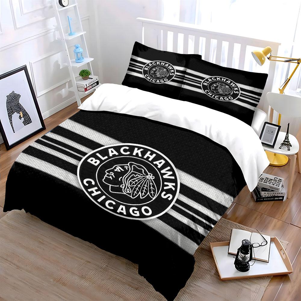 Blackhawks Chicago Logo Design Biancheria da letto Copripiumino Set Copripiumino Federe (1*Copripiumino 2*Federe, senza piumino)