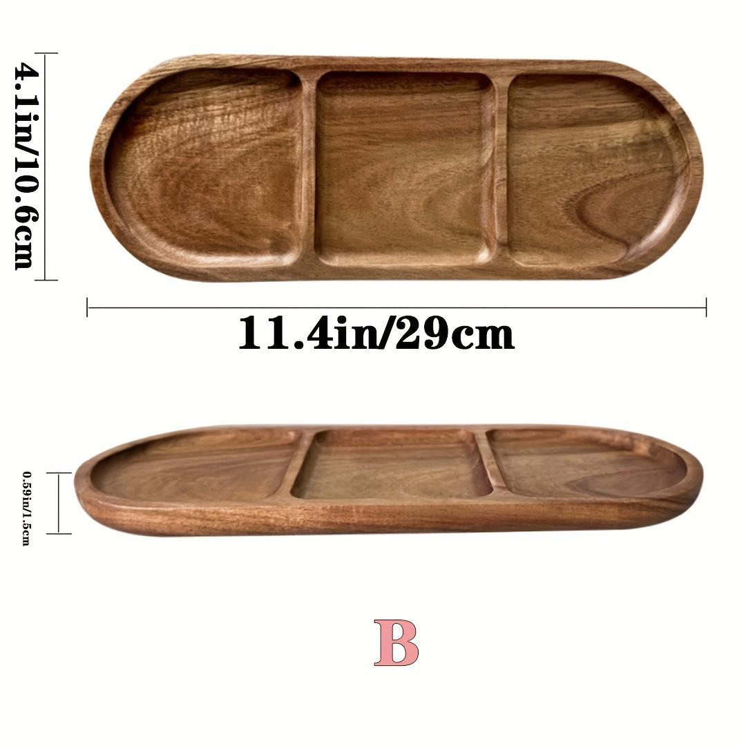 Acacia Wood Divided Snack and Tea Tray 29 x 10.6 x 1.5 cm