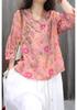 Asymmetrical Linen Frog Button Chinese Style Shirt, Spring/Summer 2026, Slimming Three-Quarter Sleeve Pullover.