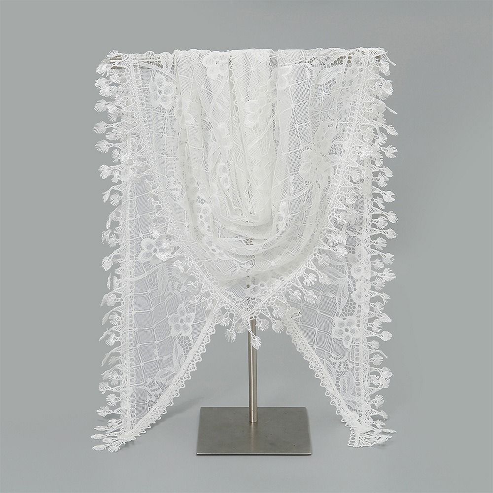 Cute White Bandanas for Women Thin Sweet Headscarf Shawl Lace Flower Hair Scarf  Pastoral Style