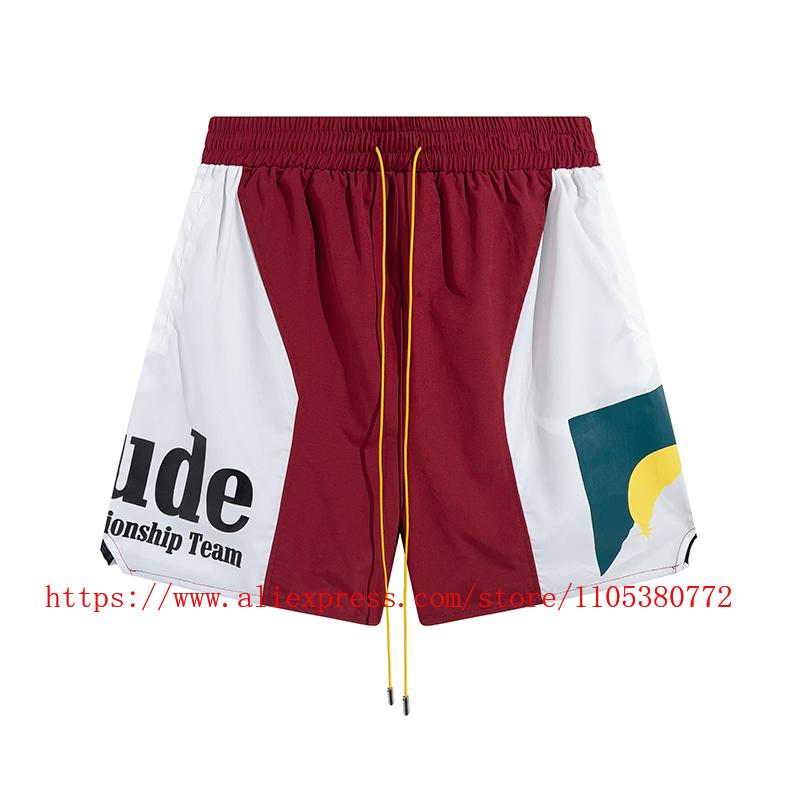 Latest Style RHUDE Men's Casual Shorts Hip Hop Elastic Waist Drawstring Zip Pocket Summer Street Leisure Beach Shorts