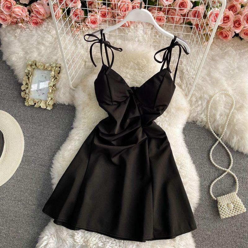 Summer Silm Backless Slip Dress A- line V Neck Dress