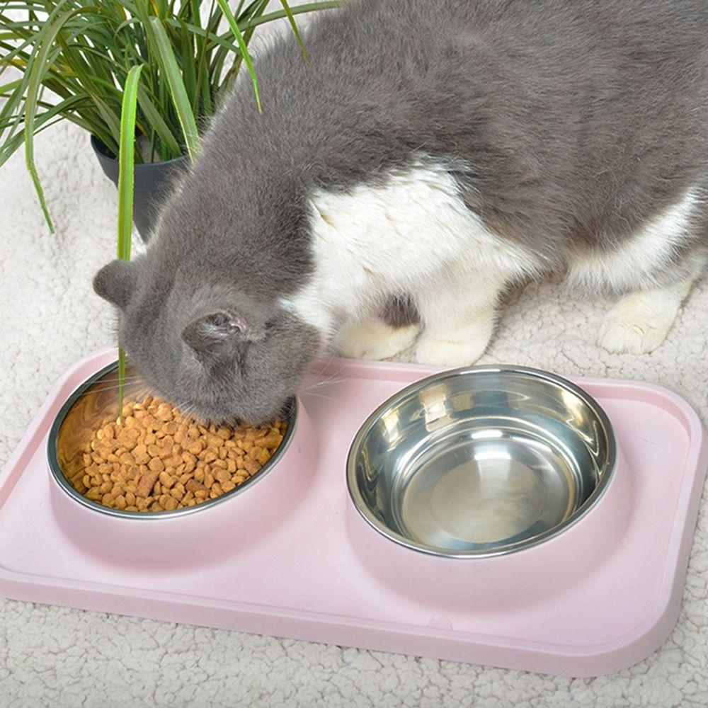 Non-Slip Mat Pet Bowls Stainless Steel Pet Feeder Basin Dog Cat Food Bowl  for Kitten Puppy