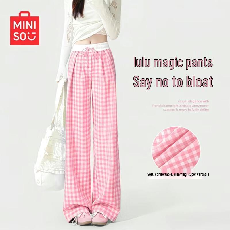 Женские клетчатые брюки-клеш из фактурной пряжи MINISO M