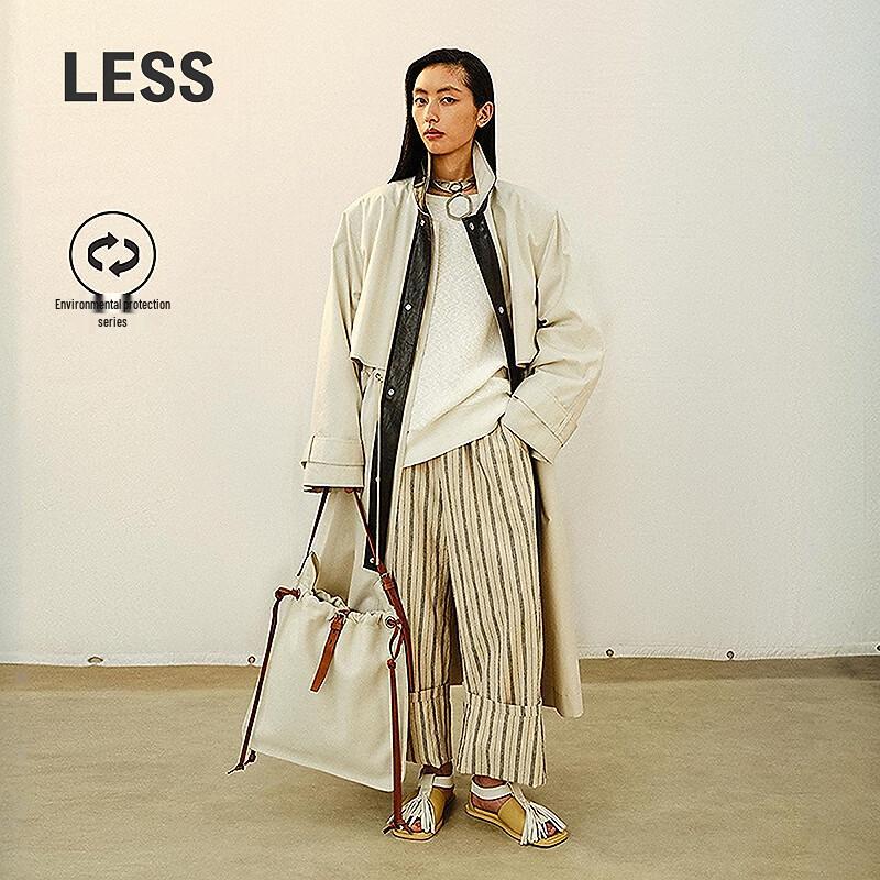 LESS 2026 Spring Casual Loose Wide-Leg Striped Trousers S