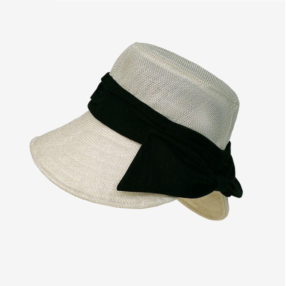 Solid Color Bow Fisherman Hat Bowknot Bucket Hat Fashion Summer Sun Hat Travel