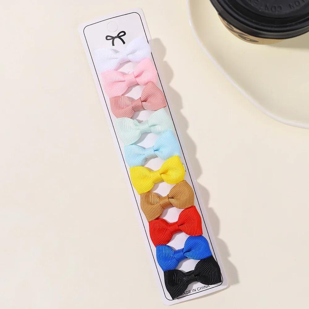 

10 шт. Бутиковые маленькие бантики ручной работы из грогрена 1,5 Заколки-крокодильчики для волос для маленьких девочек, малышей, аксессуары для волос, подарок