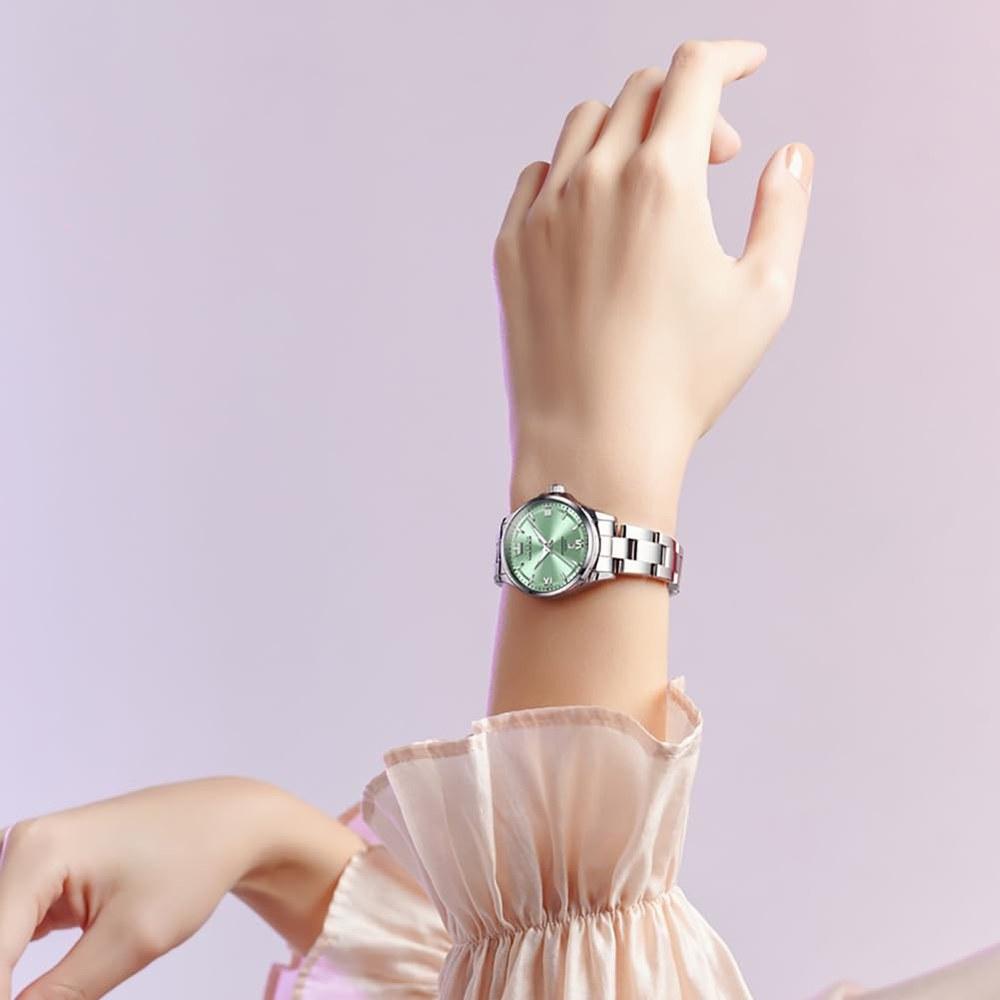 OLEVS Women's Quartz Watch Stainless Steel Band Classic Dial Luminous Function 30M Water Resistant Stylish Cute Gift