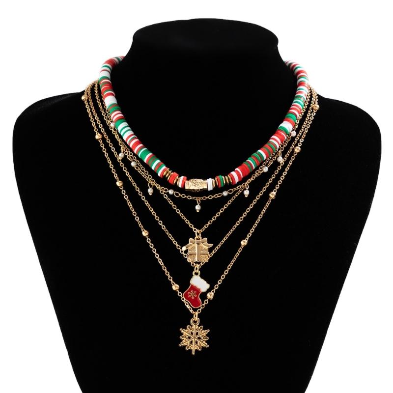 Christmas Beaded Necklace Trendy Pendant Clavicle Chain Trendy Neck Jewelry Gift for Holiday Party Occasion & Daily Wear