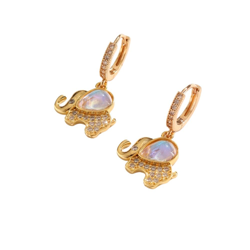 1 Pair Cute Small Elephant Dangle Earrings for Women Zirconia Earring Jewelry Wedding Party Accessories