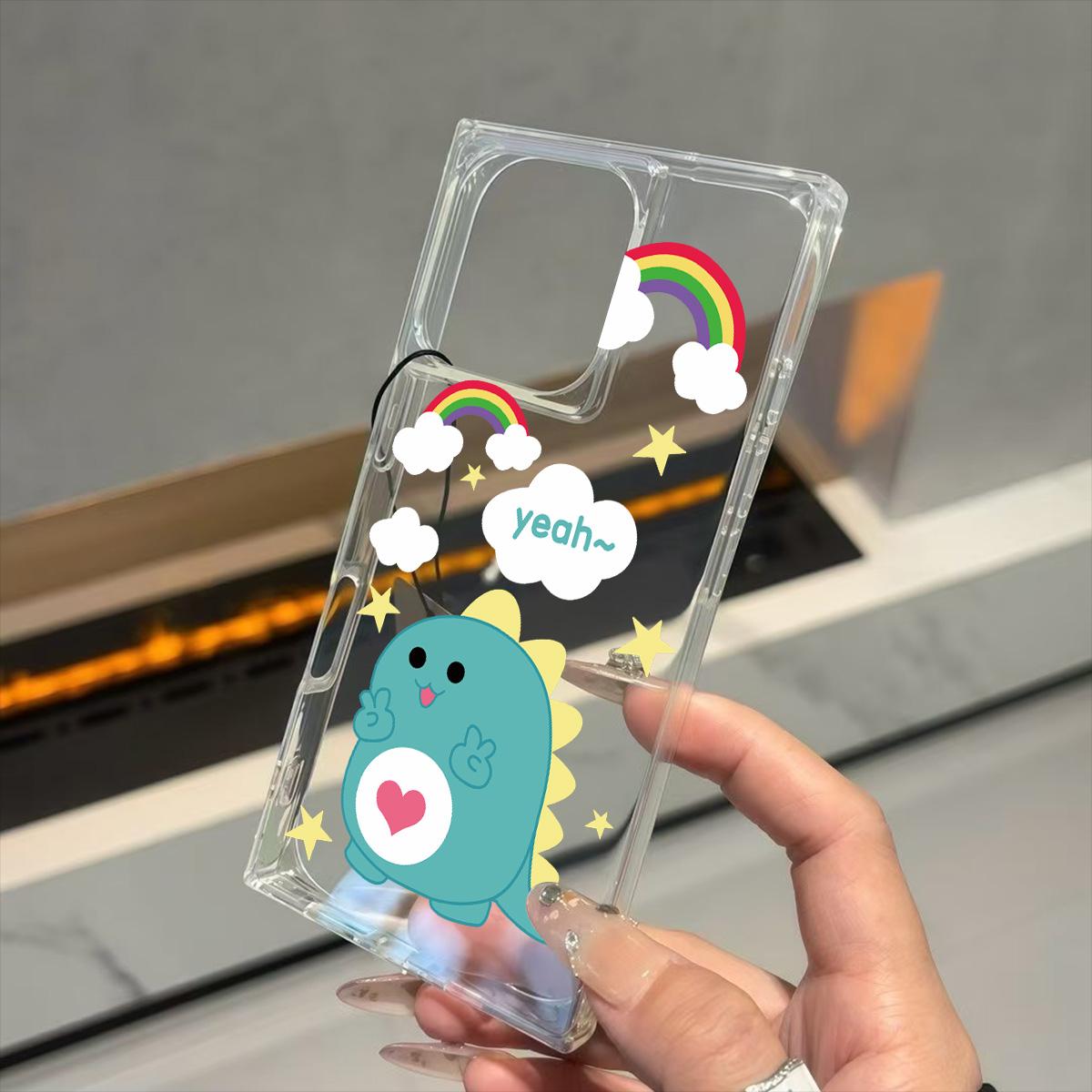 

Прозрачный квадратный чехол-накладка для iPhone 14 Pro Max 13 16 ProMax 15 Plus 11 12, защита от окисления, чехол с рисунком синего динозавра iphone 11 ProMax