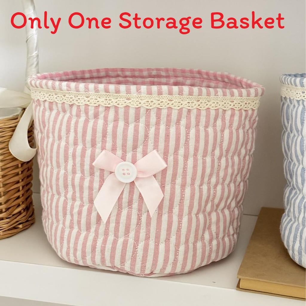 Sweetheart Lace Cylinder Storage Bin With Soft Cotton Material For Desk And Travel Use
