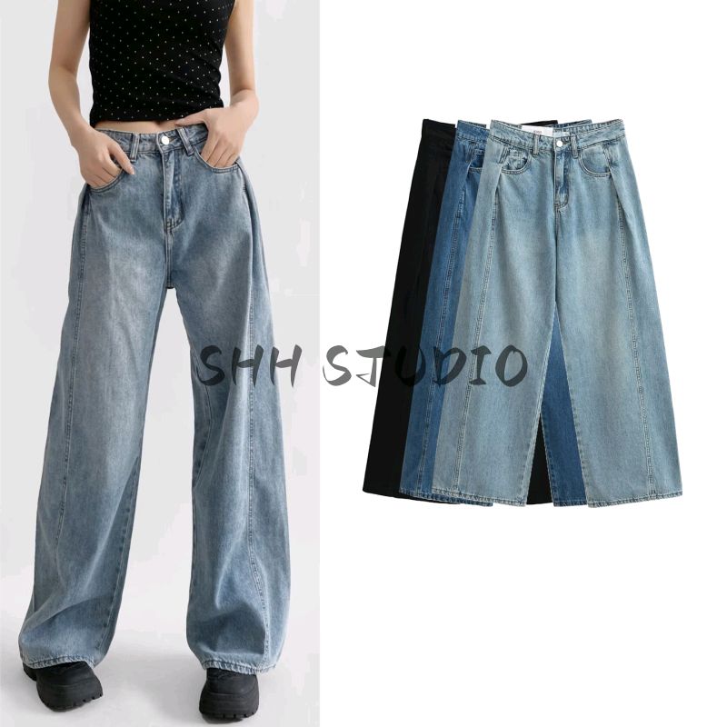 Summer New Arrival Women's Clothing American Retro High Waist Slim Looking Drape Narrow Version Loose Casual Denim Mop Trousers