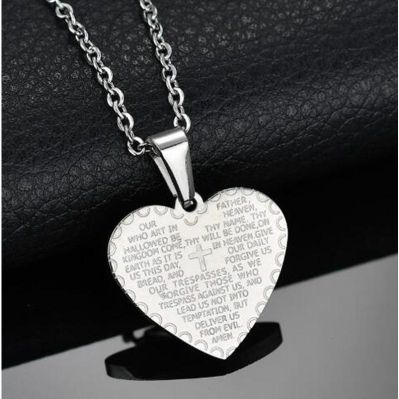 Fashion Bible Cross Heart Shape Men and Women Trendy Romantic Jewelry Pendant Necklace