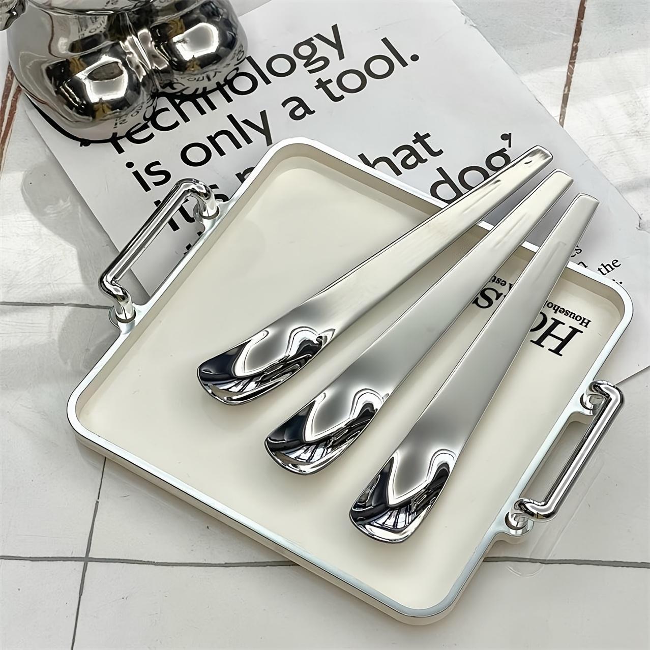 

3Pcs Dessert Spoon Long Handle, Mixed Yogurt Oat Spoon Exquisite Coffee Spoon, Stainless Steel Cake Spoon Jar Ice Cream Spoon