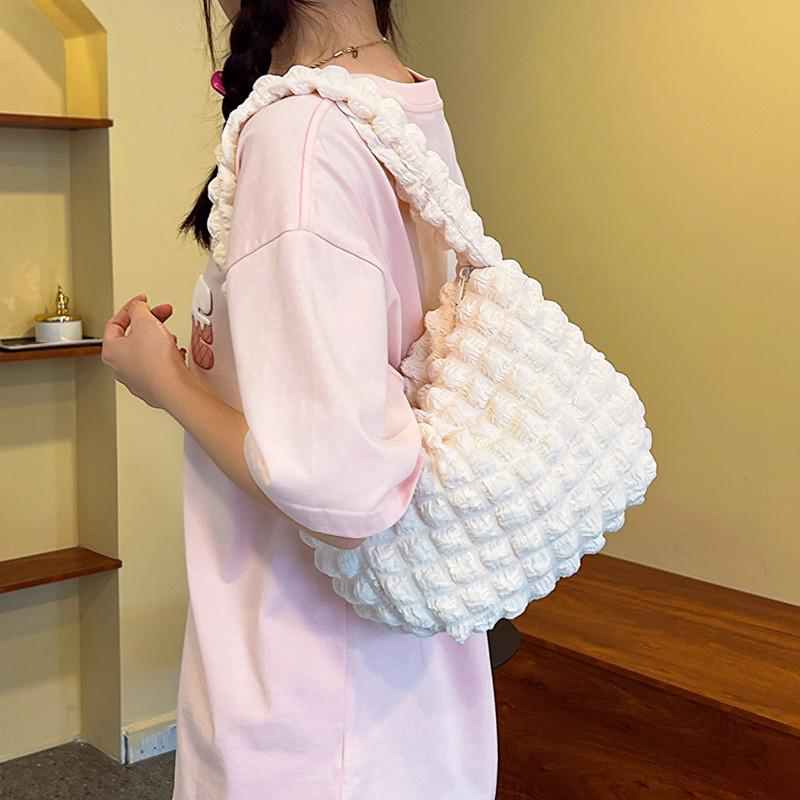 Trendy Women's Pleated Tote Bag For Everyday Use Available In Black Yellow Blue Pink