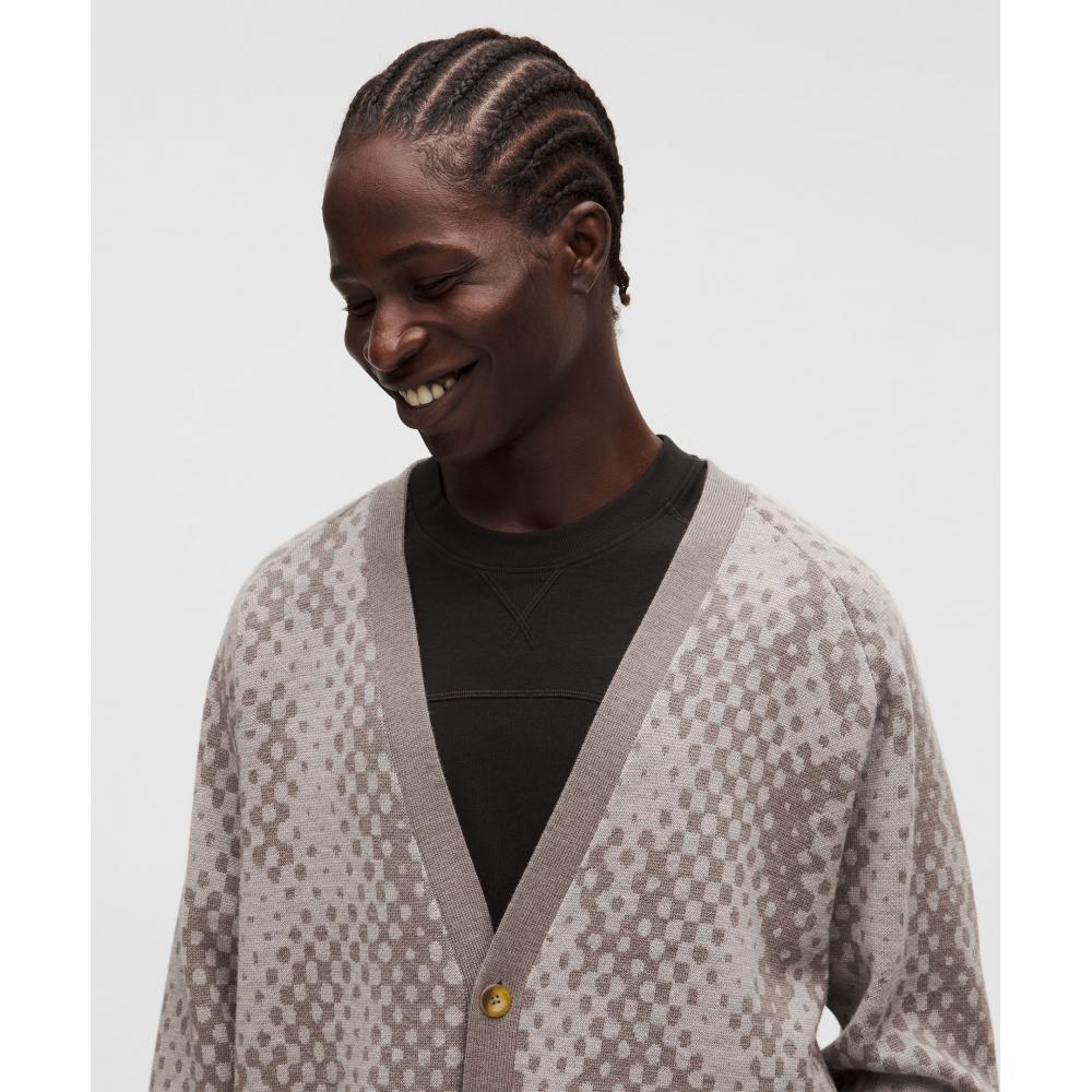 Lululemon Merino Wool Cardigan  Slnsh Collection From Afar Knit Jacquard Sheer Oak Muli