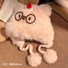 Cute cartoon bear plush hat scarf integrated women's autumn and winter thickened cold-proof ear protection scarf hooded
