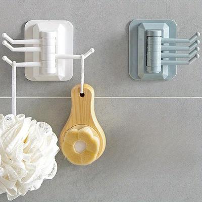1PC Non-marking Sticker Plastic Rotating Hook, Super Glue Towel Hook, Bathroom Kitchen Non-punching Non-marking Adhesive Hook