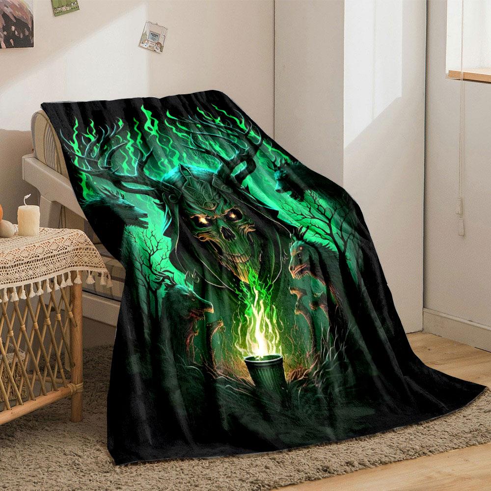 Skull Antler Wolf Gothic Blanket bedroom Blanket for Livingroom Couch lunch break Soft throw for Friend's festival Gift