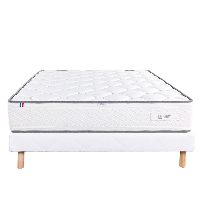 Mattress Set 90x190 Cm, Iris, 20 Cm, Memory Foam, Firm, Summer/winter Side + White Base 13 Cm Thick