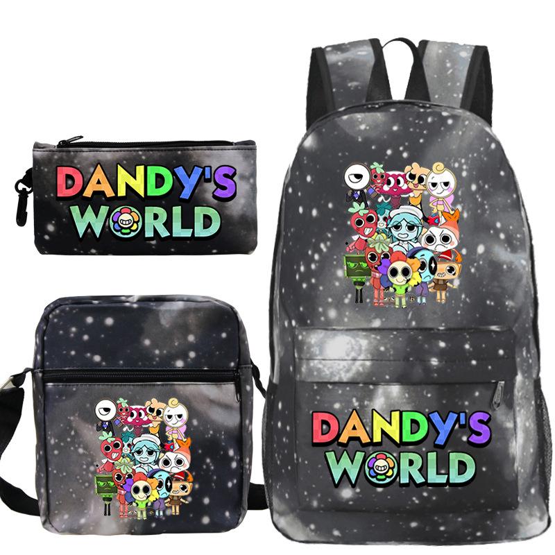 Neue Dandy-Welt Peripherie Druck Schultasche Student Lässige Federtasche Umhängetasche Dreiteiliges Set
