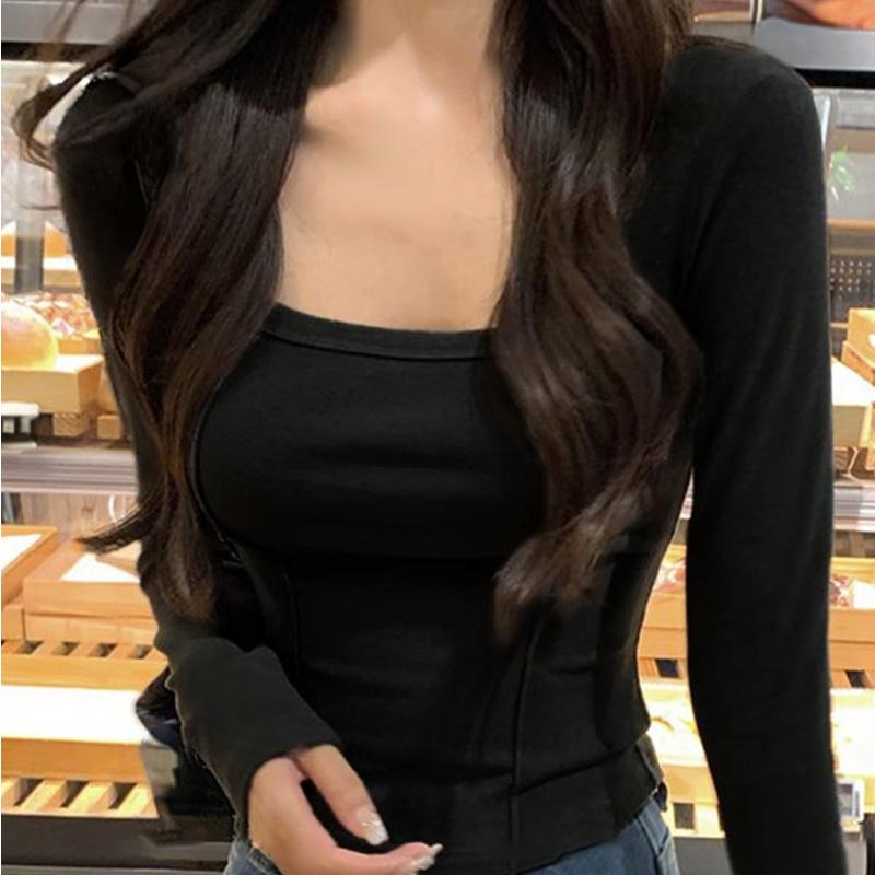 

Женская футболка Fishbone Line Dralon с U-образным воротником, нижняя рубашка, внутренняя одежда, Pure Desire, короткий топ с длинными рукавами, весна, золото... S чёрный