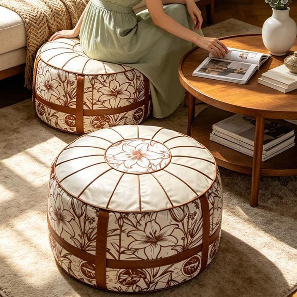 Fillable Design Ottoman Pouf Boho Pattern Storage Ottoman New Footstool Cover  Home Use