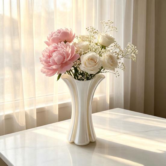 Eco Friendly PLA Vase Modern 3D Printed Vase, Artistic Flower Elegant Living Room Decoration Table Centerpiece for Artificial Plants, Fresh