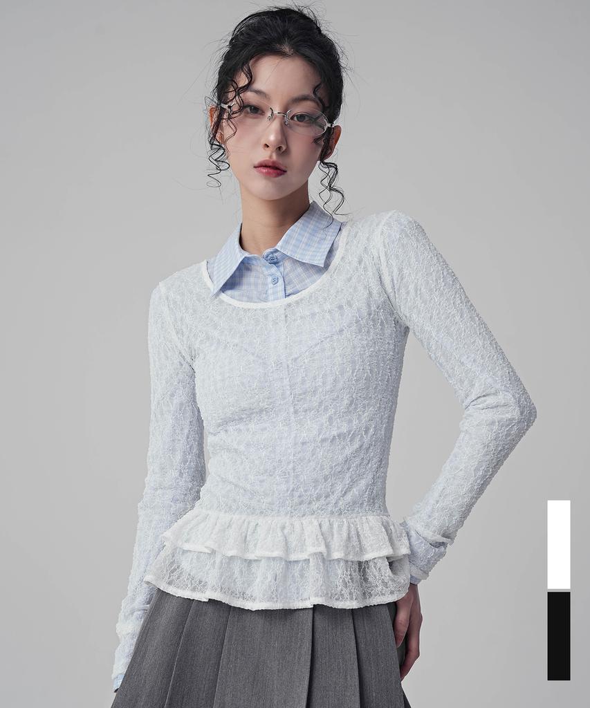 AVANDRESS Ella Flower See-Through Frill Tee_2 Colors