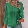 Women's V Neck Top Soft Shirt Lace Long Sleeves Shirt for Spring and Autumn