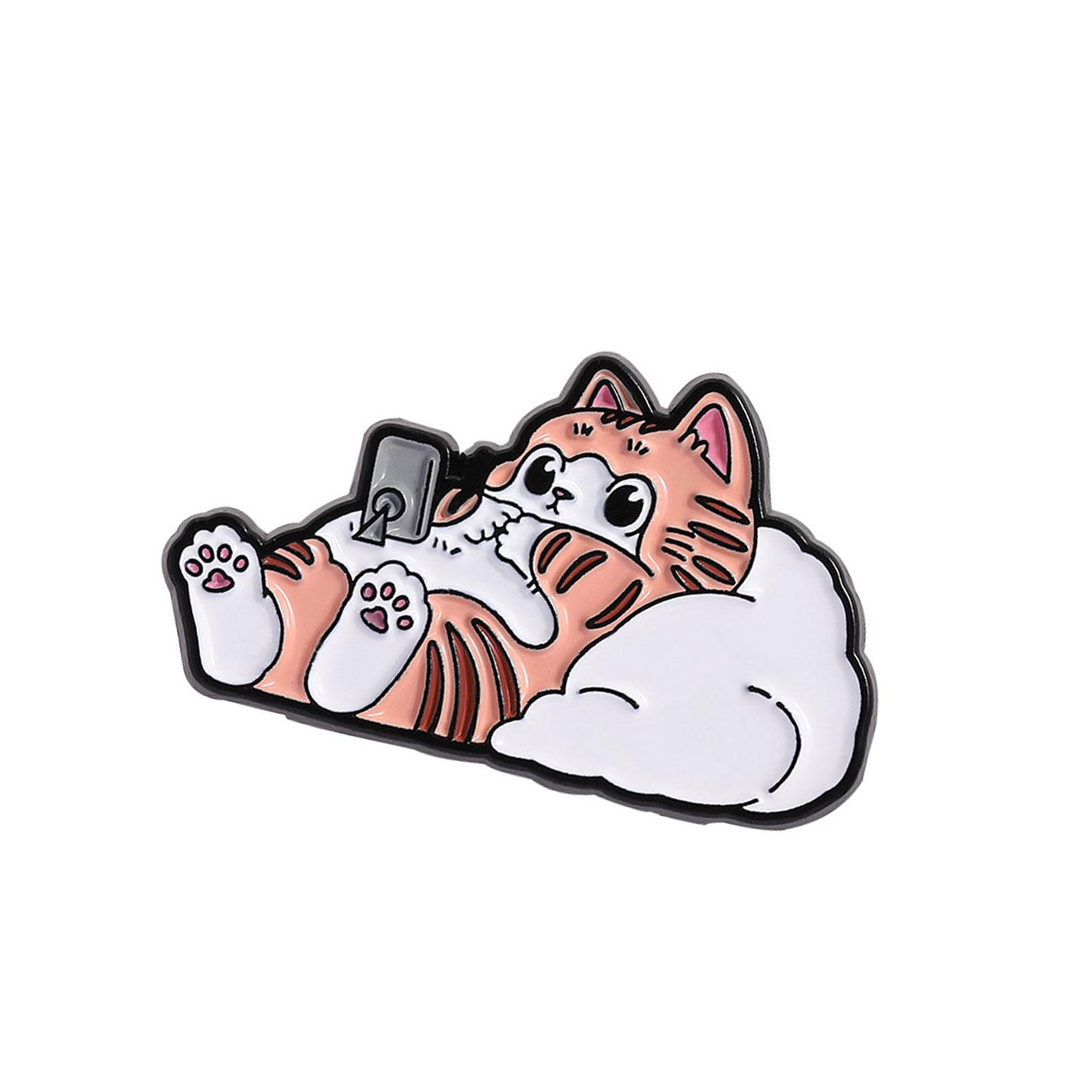 

Adorable Cats Enamel Pin Practical Alloy Design Animal Jewelry Accessory Lightweight Decoration For Jackets Bags Or Hats T3