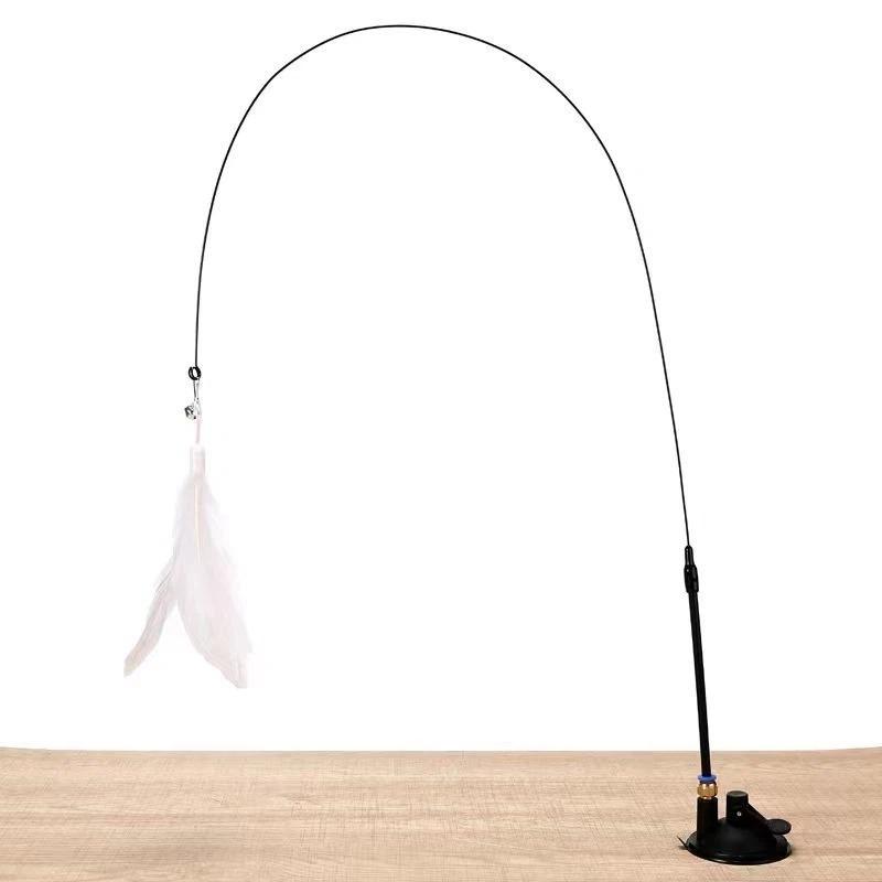 Interactive Cat Feather Wand Toy Suction Cup Hands-Free Cat Teaser Toy With Replaceable Feathers For Kitten Play