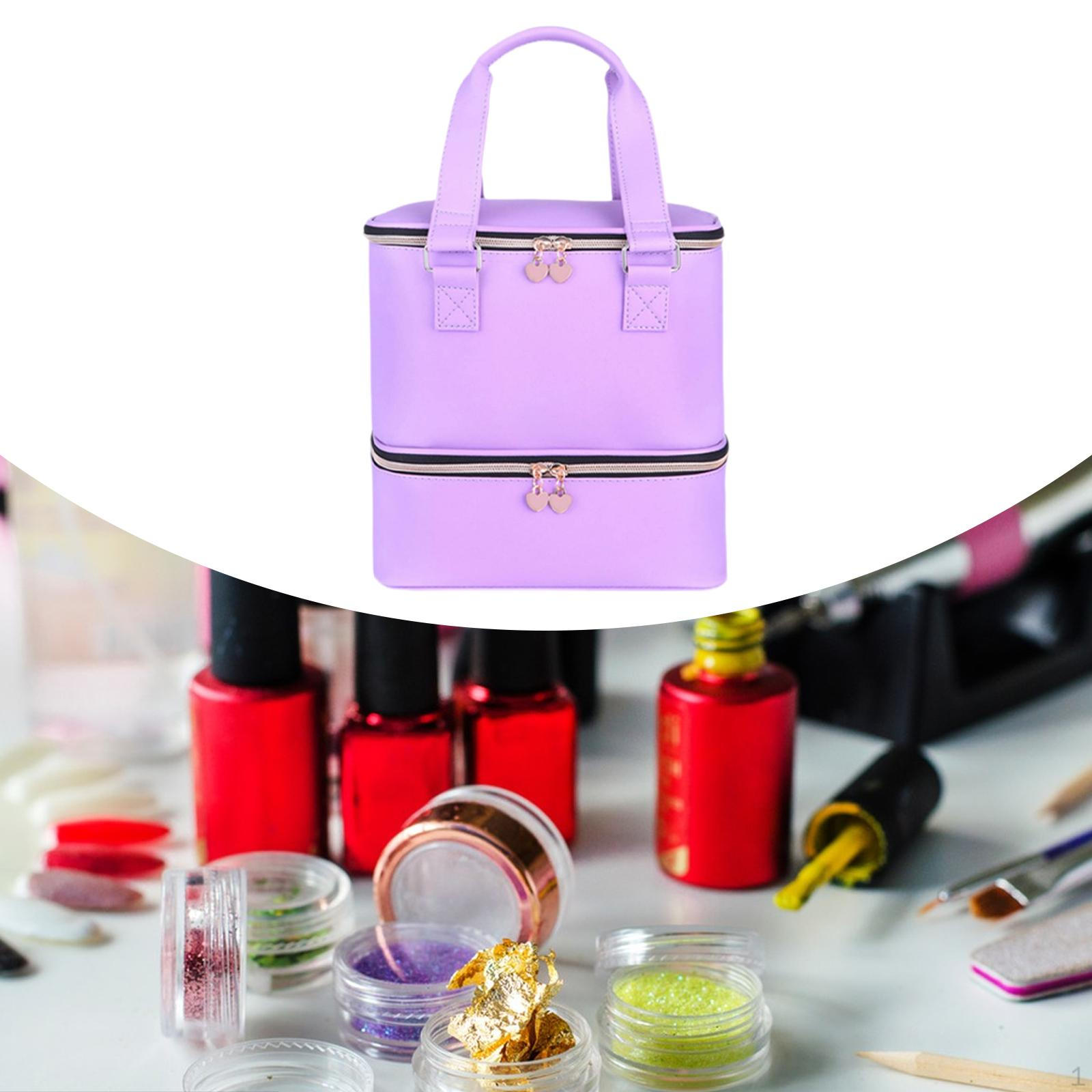 

Двухъярусная сумка для хранения лака для ногтей, держатель для ногтей, большая вместимость, дорожный органайзер, фиолетовый