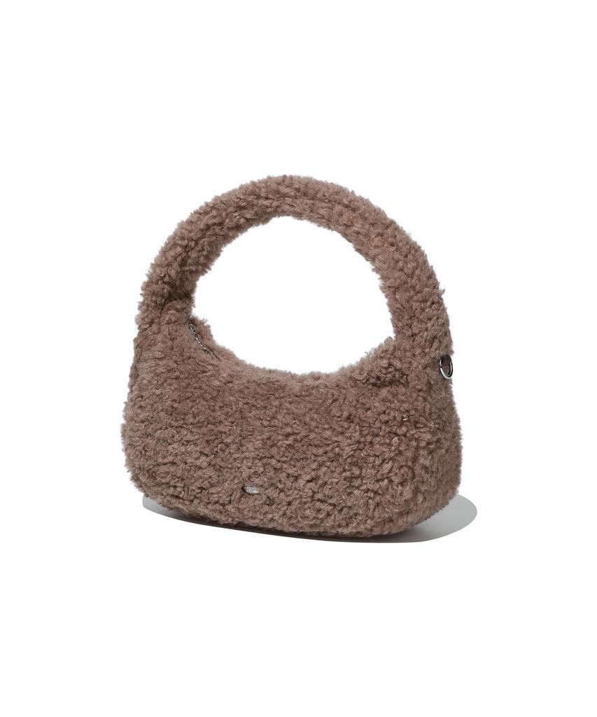 Covernat Woman Clover Heart Fluffy Hobo Bag Brown