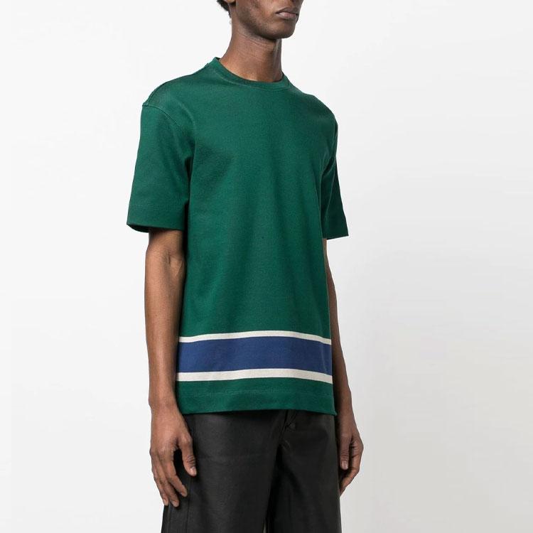 Emporio Armani SS23 Striped Detail Crew Neck Short Sleeve T-Shirt Men Tops Green 3R1T6G-1JXBZ-F552